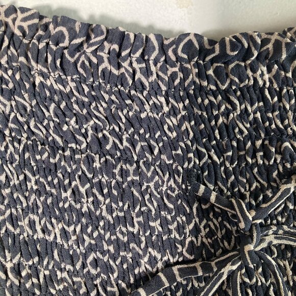 Womens Chan Luu Boho Maxi Skirt Smocked Elastic Waist Draw String Gray Blue Whit - Picture 7 of 11